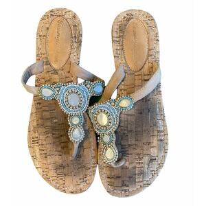 Tommy Bahama beaded leather and cork sandal